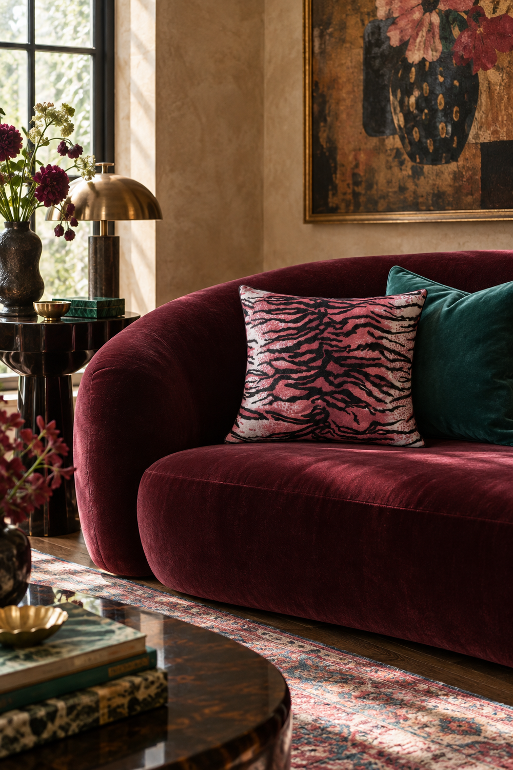 Velvet Pink Tiger Print Pillow