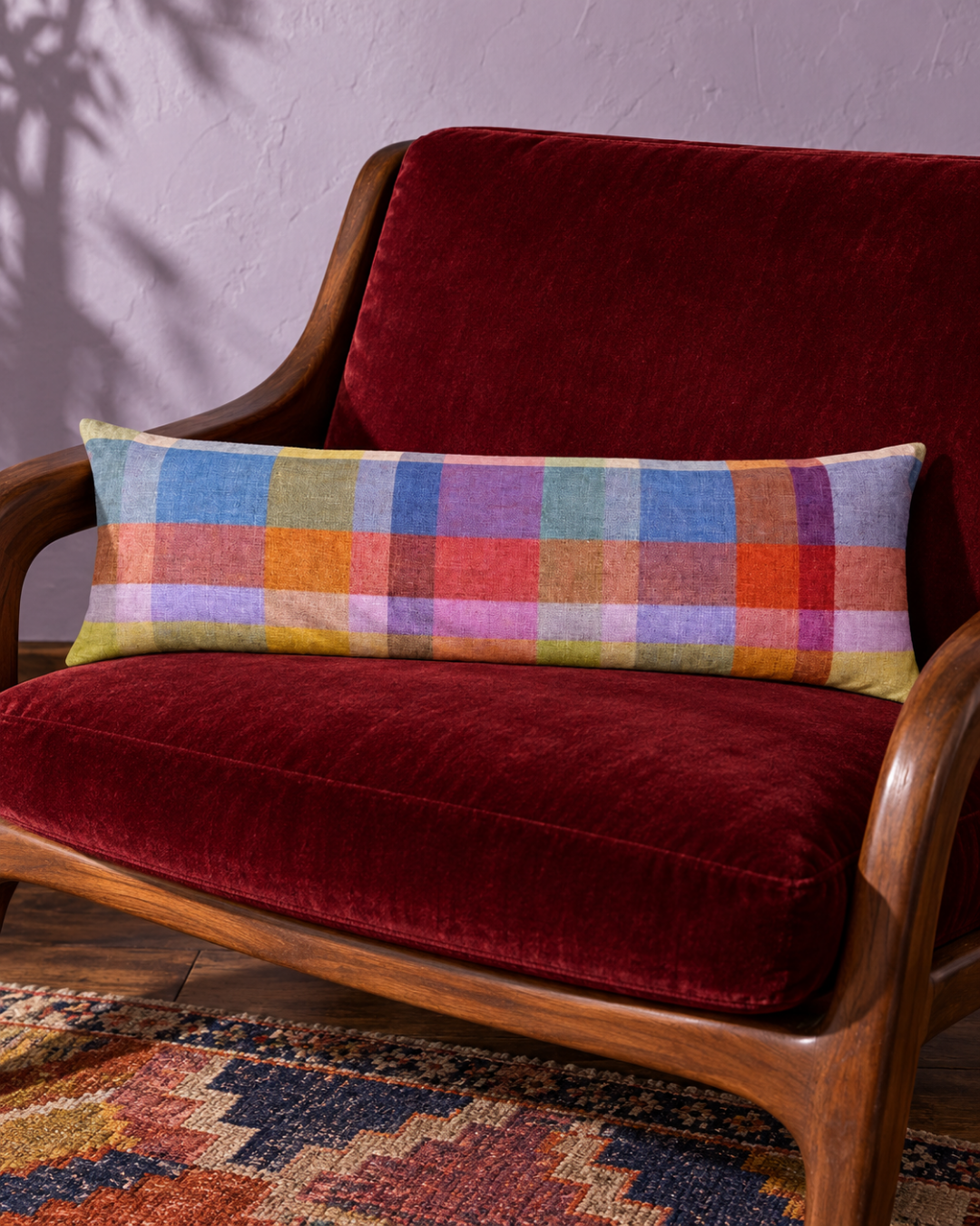 Lucky You – Multicolor Plaid Bolster Pillow
