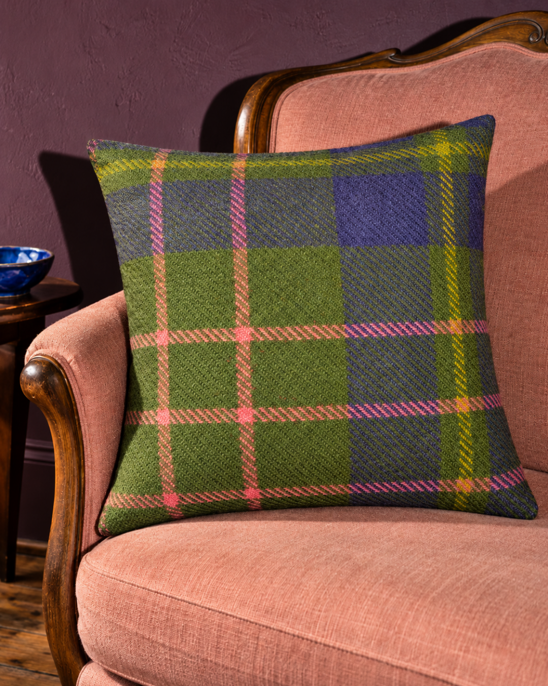 Olive & Plum Plaid Throw Pillow