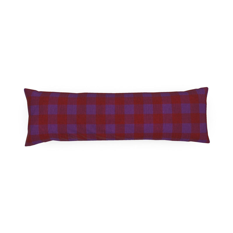 Plum & Burgundy Gingham Lumbar Pillow