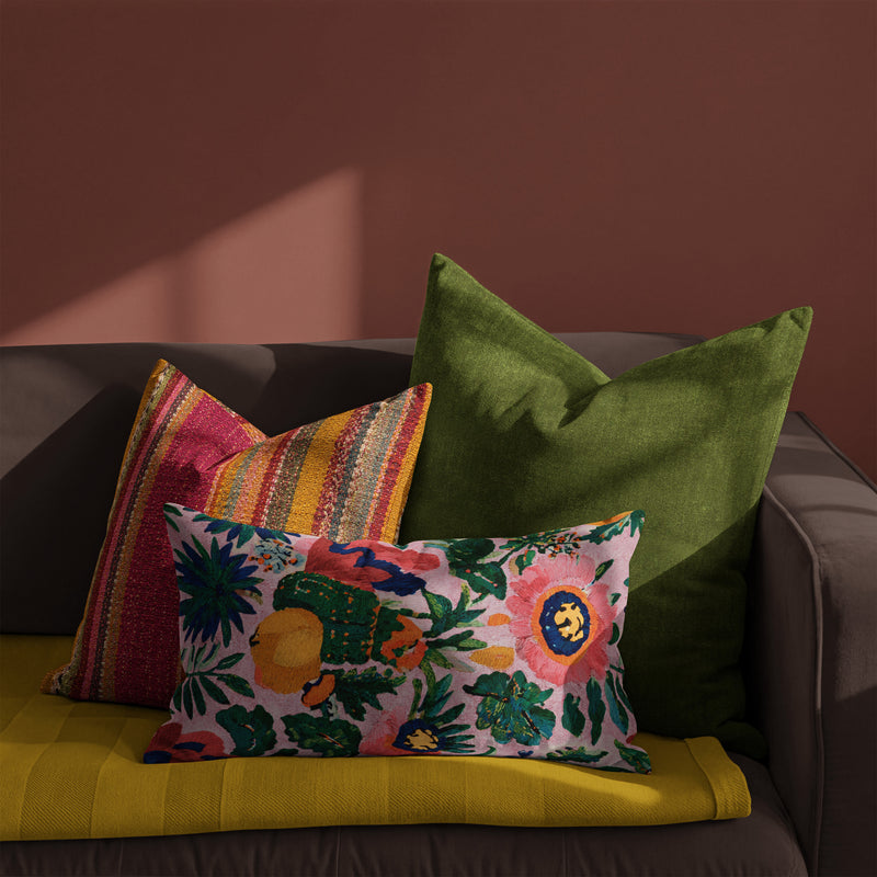 Pink Botanical Throw Pillow