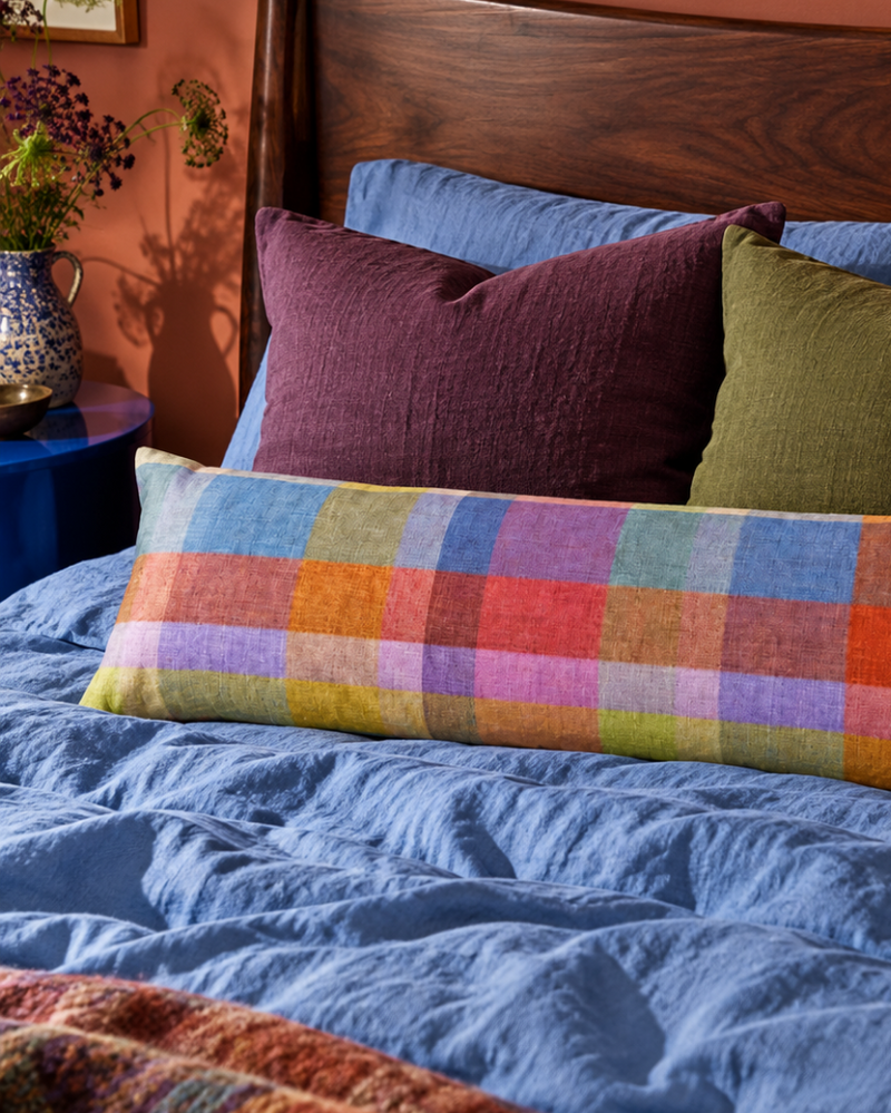 Lucky You – Multicolor Plaid Bolster Pillow