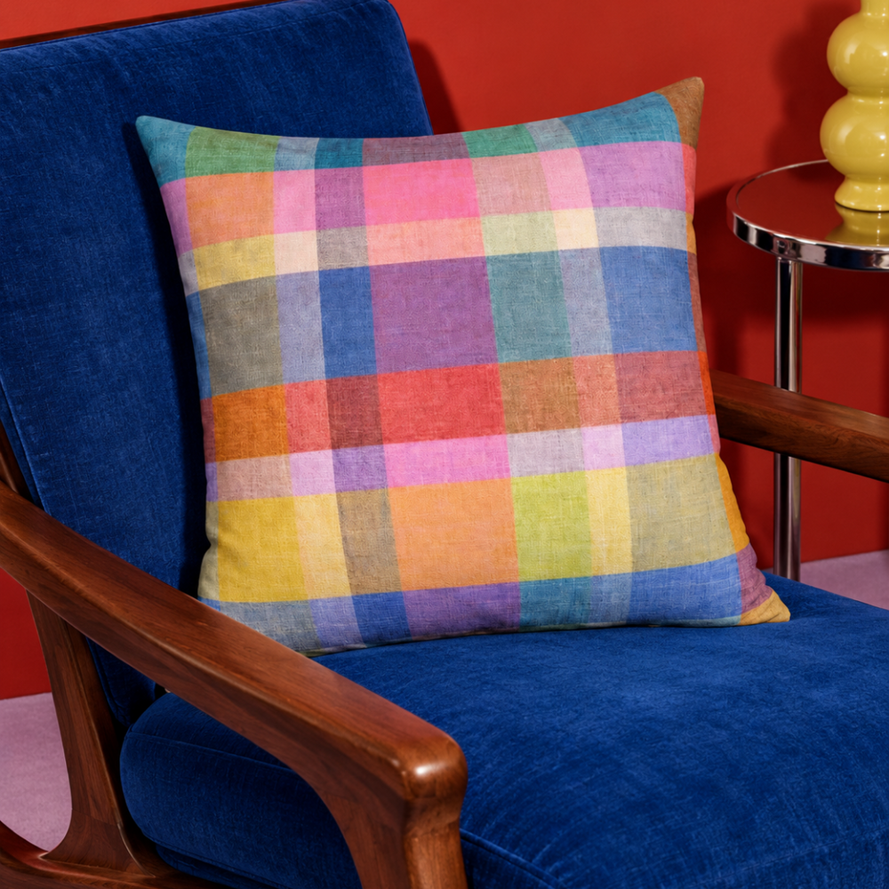 Lucky You – Multicolor Plaid Throw Pillow