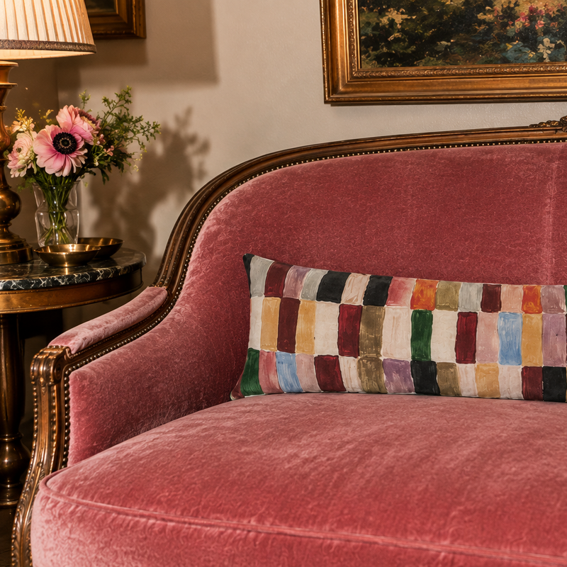 Multicolor Patchwork Lumbar Pillow