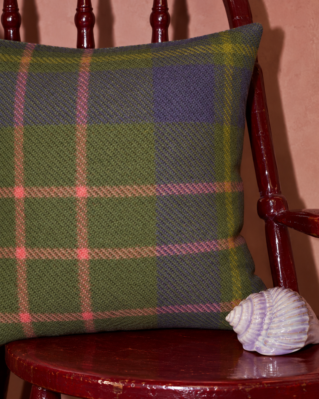 Olive & Plum Plaid Throw Pillow