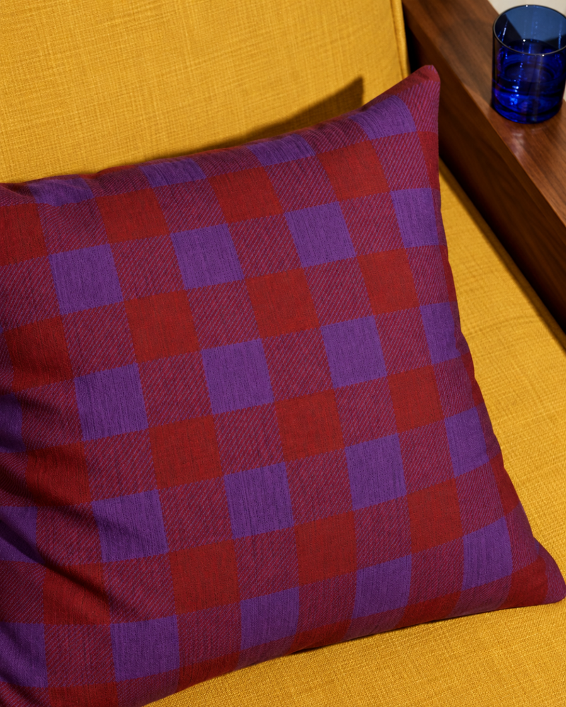 Plum & Burgundy Checkered Throw Pillow