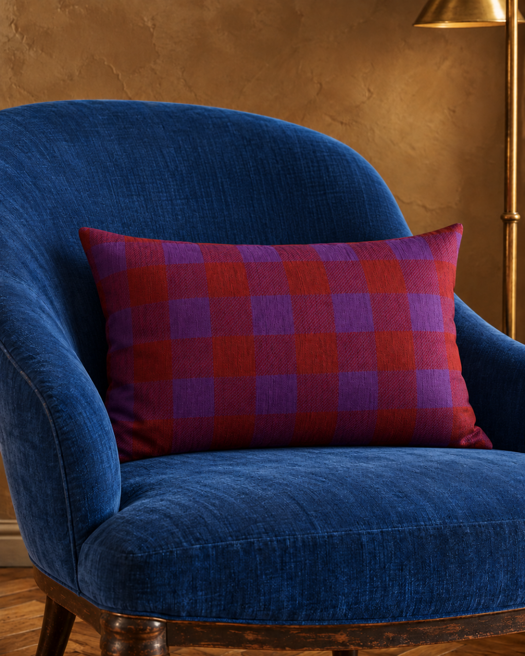 Plum & Burgundy Checkered Throw Pillow