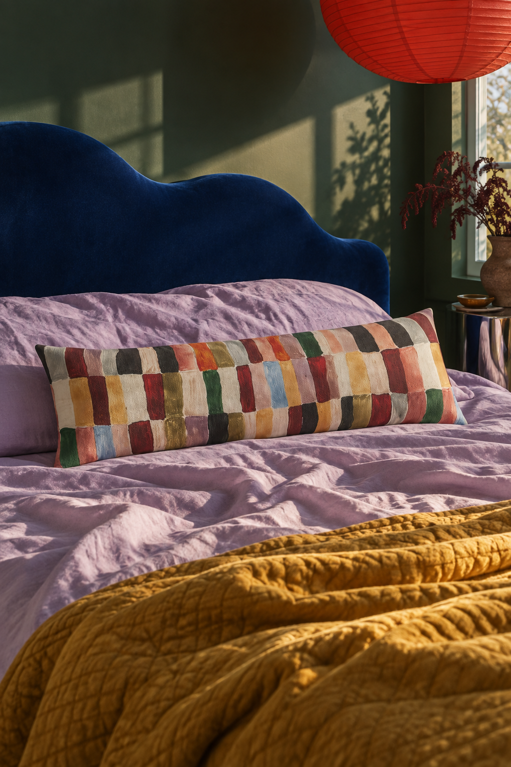 Multicolor Patchwork Lumbar Pillow